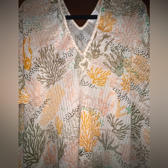 {EUC Pool to Party by Subtle Luxury Coverup Kaftan in Golden Afternoon Teal OS} - Picture 1 of 8